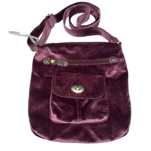 NWT Plum Velvet Crossbody Purse Bag Adjustable Strap Small